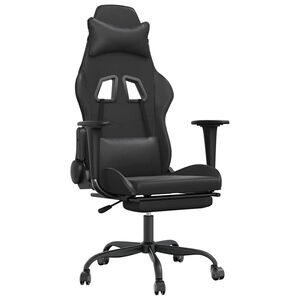 vidaXL Cadeira gaming massagens c/ apoio p&eacute;s couro artif. preto