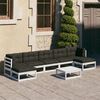 vidaXL 8 pcs conj. lounge de jardim c/ almofadões pinho maciço branco