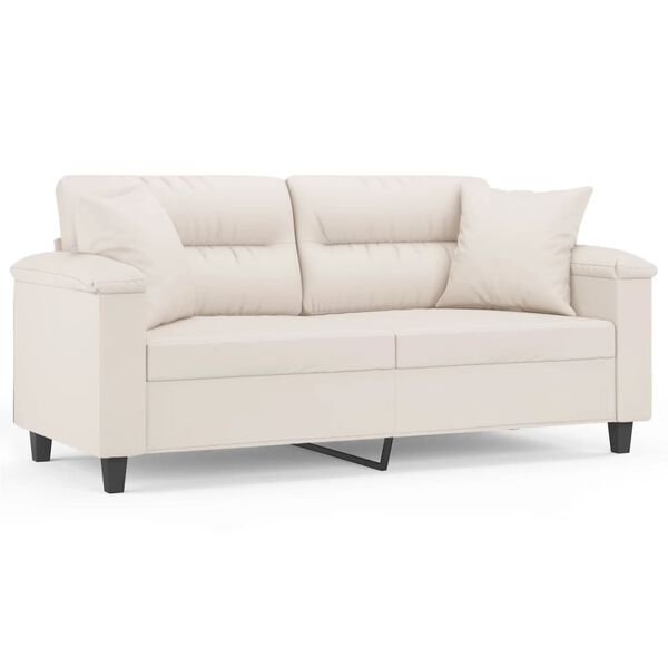 vidaXL Sof&aacute; 2 lugares c/ almofad&otilde;es 140 cm tecido de microfibra bege