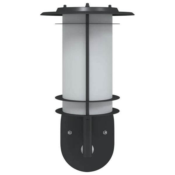 vidaXL Candeeiros parede p/ exterior c/ sensor 2 pcs aço inox. preto