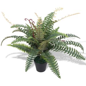 vidaXL Planta feto artificial com vaso 60 cm verde