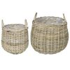 vidaXL Cesta de Plantas GENDT 2 unid. Cinza Natural Rattan Kubu