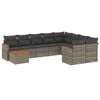 vidaXL 10 pcs conjunto sof&aacute;s de jardim c/ almofad&otilde;es vime PE cinzento