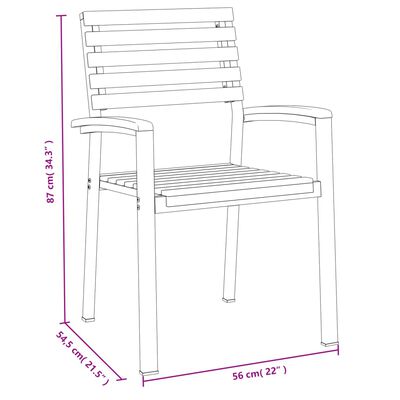 vidaXL Cadeiras de jardim empilháveis 2 pcs acácia maciça e metal