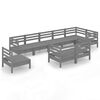 vidaXL 9 pcs conjunto lounge de jardim pinho maci&ccedil;o cinzento