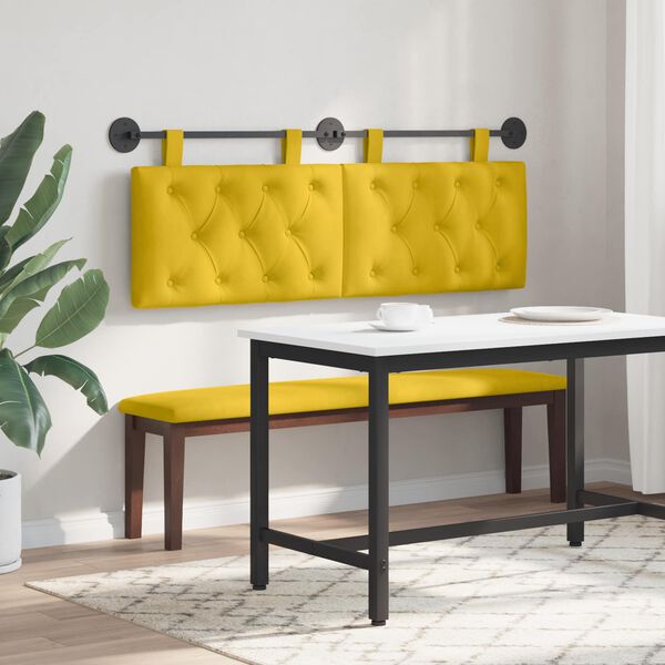 vidaXL Cabeceira Suspensa Amarelo 150 x 55 x 7 cm Veludo