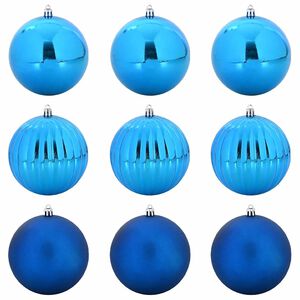 vidaXL Conjunto de Bolas de Natal XL 9 unid. Azul &Oslash; 15 cm Pl&aacute;stico