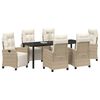 vidaXL Conjunto de Jantar para Jardim com almofada 7 pcs Bege vime PE