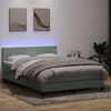 vidaXL Cama box spring c/ colch&atilde;o e LED 140x210 cm veludo cinzento-claro