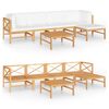 vidaXL 6 pcs conj. lounge de jardim + almofad&otilde;es cor creme teca maci&ccedil;a