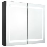 vidaXL Armário espelhado casa de banho LED 80x12x68 cm preto brilhante