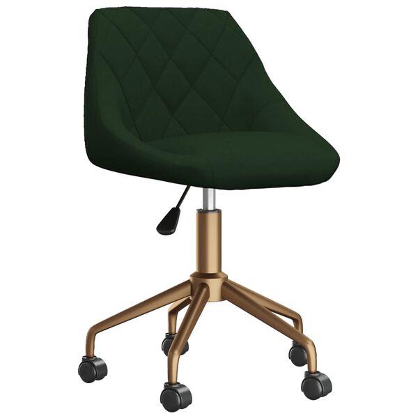 vidaXL Cadeira de jantar girat&oacute;ria veludo verde-escuro