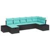 vidaXL Conjunto de Sof&aacute; de Jardim 7 unid. Preto vime PE