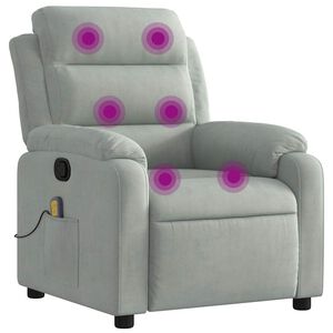 vidaXL Poltrona de massagens reclin&aacute;vel veludo cinzento-claro