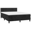 vidaXL Cama box spring c/ colch&atilde;o/LED 140x190 cm veludo preto