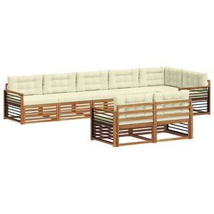 vidaXL Conjunto de Sof&aacute;s para Exterior 8 pcs Natural e Creme