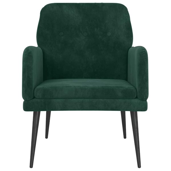 vidaXL Cadeira c/ apoio de bra&ccedil;os 62x79x79 cm veludo verde-escuro