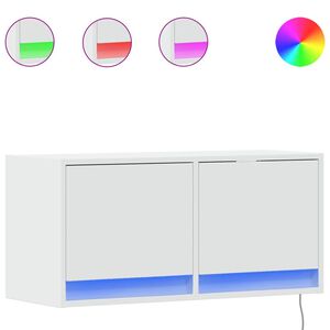 vidaXL M&oacute;vel de parede para TV com luzes LED 80x31x35 cm branco