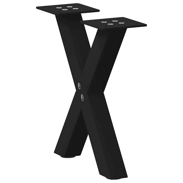 vidaXL P&eacute;s para mesa de centro em formato de X, 2 pe&ccedil;as, preto, 30x(30-31) cm, a&ccedil;o
