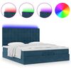 vidaXL Cama otomana com colch&otilde;es/LEDs 200x200 cm veludo azul-escuro