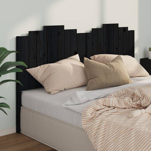 vidaXL Cabeceira de cama 186x4x110 cm pinho maci&ccedil;o preto