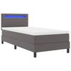 vidaXL Cama Box com colch&atilde;o Cinzeto 90 x 200 cm Couro sint&eacute;tico
