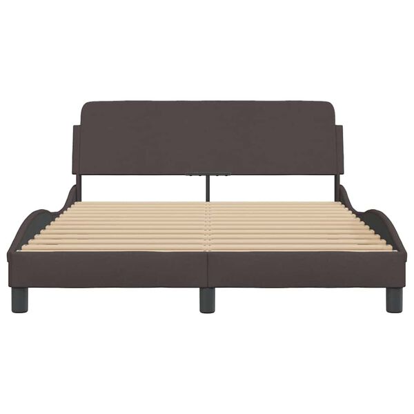 vidaXL Estrutura de cama Dover 140x190 cm tecido castanho-escuro