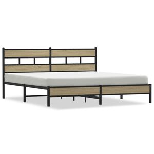 vidaXL Estrutura de cama sem colch&atilde;o 180x200cm metal carvalho sonoma