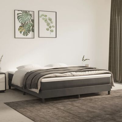 vidaXL Estrutura de cama com molas 160x200 cm veludo cinzento-escuro