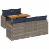 vidaXL 6 pcs conjunto sof&aacute;s de jardim com almofad&otilde;es vime cinzento