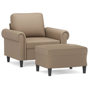 vidaXL Poltrona com apoio de p&eacute;s 60 cm couro artificial cappuccino