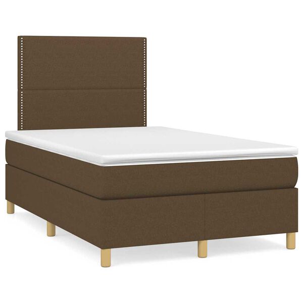 vidaXL Cama box spring c/ colch&atilde;o/LED 120x190cm tecido castanho-escuro