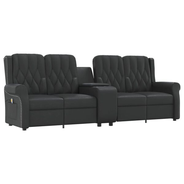 vidaXL Poltrona massagens 4 lug. +suporte copo preto brilhante