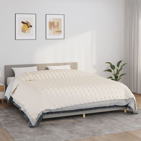 vidaXL Manta pesada 15 kg 220x260 cm tecido creme-claro