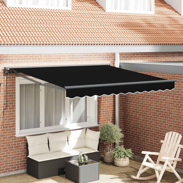 vidaXL Toldo Retr&aacute;til Manual Preto 300 x 250 cm Alum&iacute;nio e Tecido