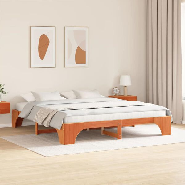 vidaXL Estrutura da Cama Marrom Cera 200 x 200 cm