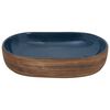 vidaXL Lavatório de bancada oval 59x40x14 cm cerâmica castanho e azul