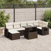 vidaXL 8 pcs conjunto sof&aacute;s de jardim c/ almofad&otilde;es vime PE castanho