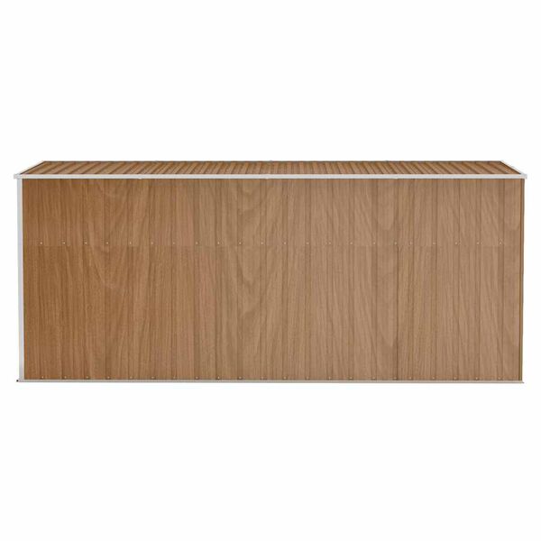 vidaXL Abrigo de jardim de parede castanho 118x382x178 cm a&ccedil;o galvanizado