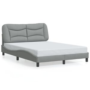 vidaXL Estrutura de cama sem colch&atilde;o Hvar 140x190 cm tecido cinzento-claro