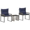 vidaXL Conjunto de M&oacute;veis para Exterior 7 pcs Cinza e Azul Marinho