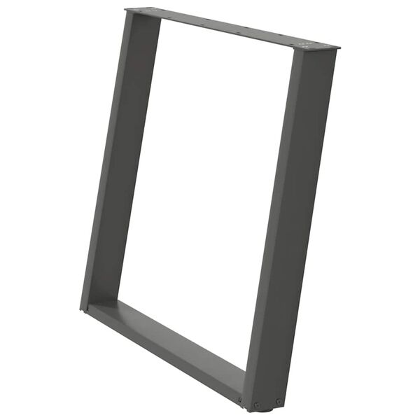 vidaXL Pés para mesa de jantar em formato de U, 2 peças, antracite, 100x(72-73) cm, aço