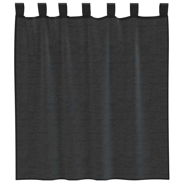vidaXL Cortinas de voile com aba 2 pcs preto