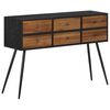 vidaXL Mesa consola com gavetas 116x30x76 cm teca recuperada maci&ccedil;a