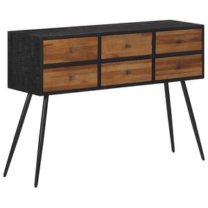 vidaXL Mesa consola com gavetas 116x30x76 cm teca recuperada maci&ccedil;a