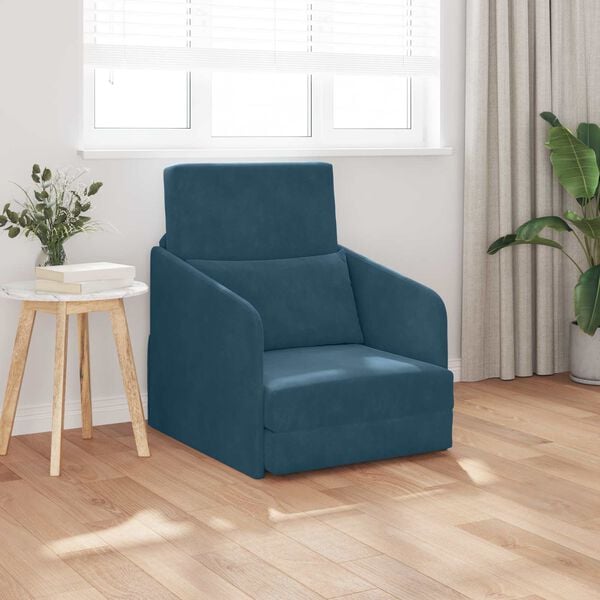 vidaXL Sof&aacute;-Cama Azul 65 x 80 x 83 cm Veludo