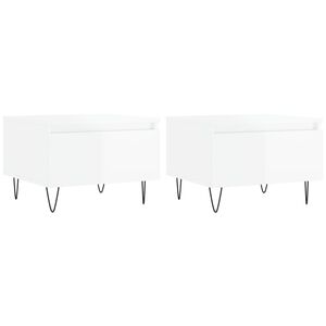vidaXL Mesas de centro 2pcs 50x46x35cm deriv. madeira branco brilhante
