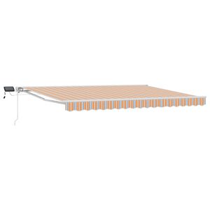 vidaXL Estrutura de Toldo Manual com LEDs Laranja e Cinza 4 &times; 3,5 m