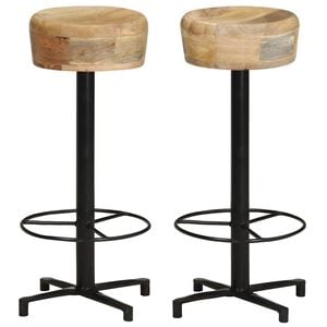 vidaXL Bancos de bar 2 pcs 76 cm madeira de mangueira maci&ccedil;a