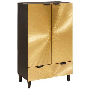 vidaXL Arm&aacute;rio lateral com gaveta Preto e Ouro 60 x 33,5 x 100 cm